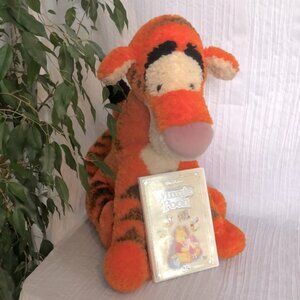 DISNEYs WINNIE THE POOH TIIGER XL stuffed plush toy & DVD movies 4 classic POOH